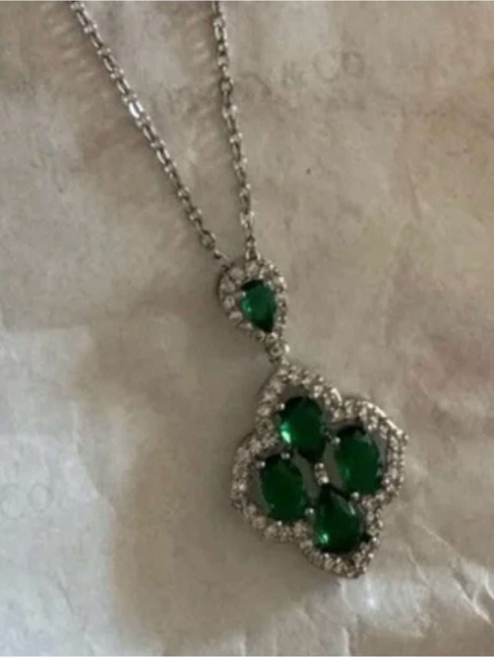 Emerald Green Vintage Clover Necklace 18k $1,625